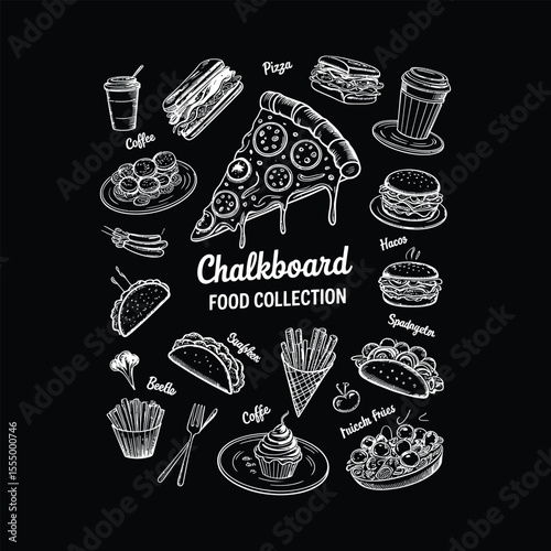 Fast food silhouette vector illustration set white background.
