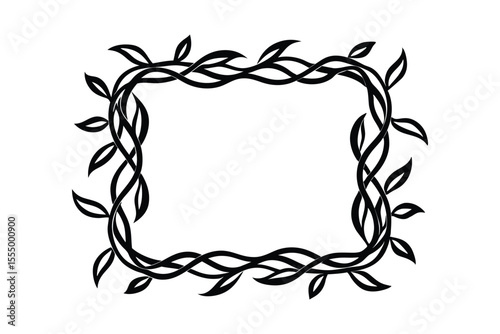 square frame made of intertwined vines and leaves