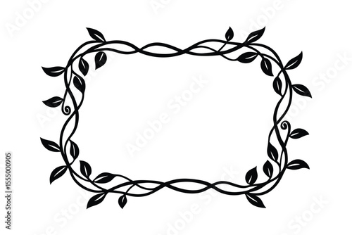 square frame made of intertwined vines and leaves