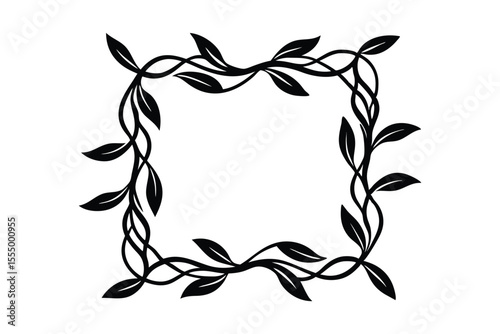 square frame made of intertwined vines and leaves