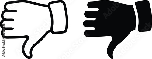 Minimalist Flat Thumbs Down Icon in Solid Black – Isolated Vector Illustration