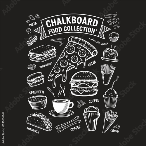 Fast food silhouette vector illustration set white background.