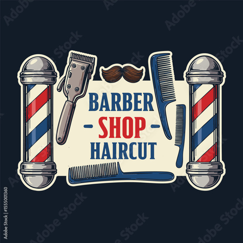 Barbershop Logo Vector Design. Logo for barbershop, cut and shave, Hair Stylist