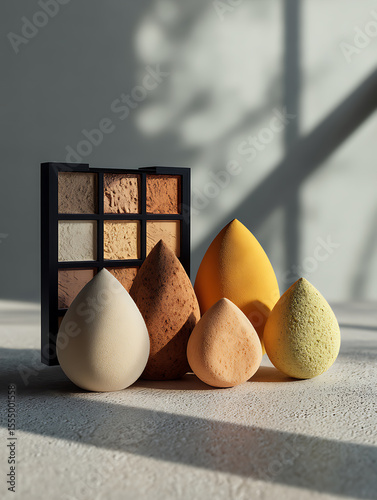 Sponges that mix shapes on a contour palette, simple studio texture