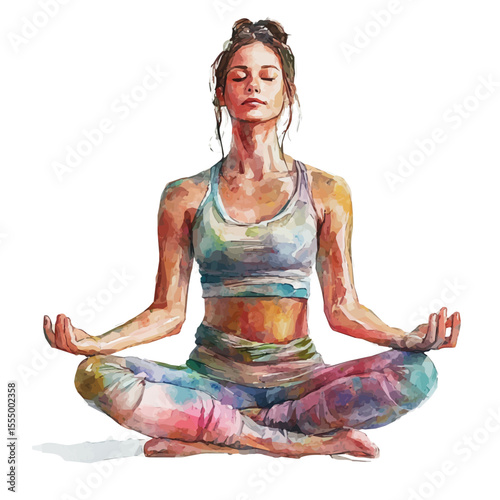 Yoga, watercolor drawing vector, isolated on a white background.