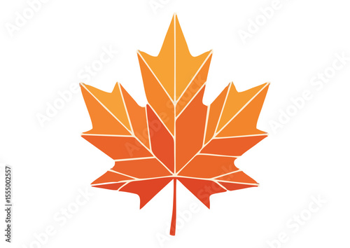 Bright geometric orange maple leaf for autumn decoration and seasonal design
