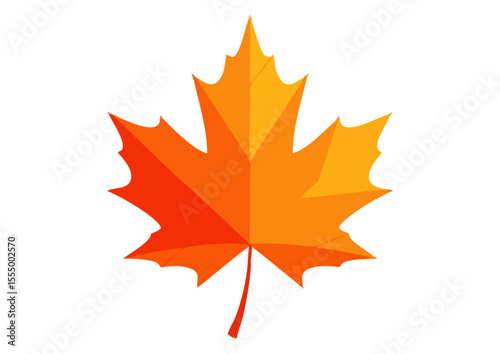 Stylized orange maple leaf with geometric pattern for autumn decor and design
