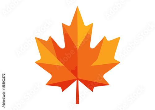 Vibrant polygonal orange maple leaf for autumn decor and seasonal design