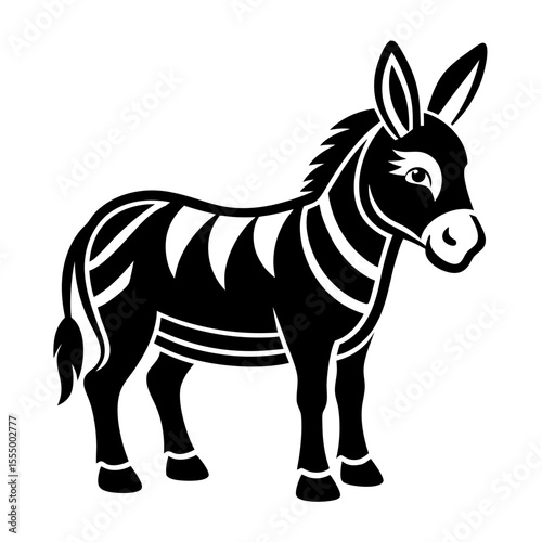 Stylized donkey silhouette with striped pattern silhouette