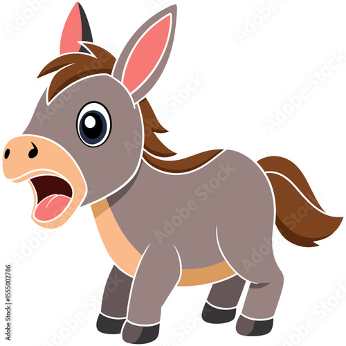 Cute cartoon donkey with mouth open silhouette