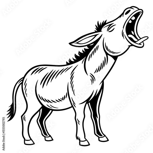 Cartoon donkey with mouth open wide silhouette