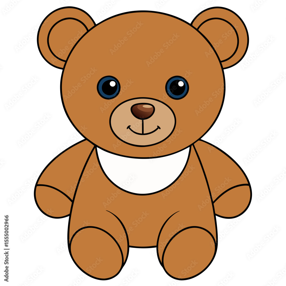 Fototapeta premium Cute cartoon teddy bear with blue eyes silhouette