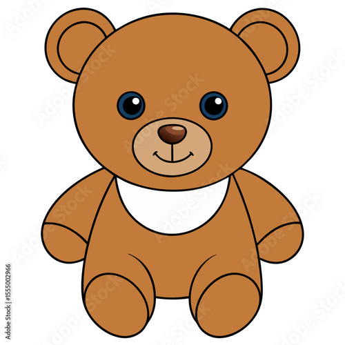 Cute cartoon teddy bear with blue eyes silhouette