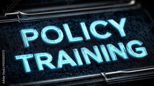 Bright Neon Text on Dark Background for Policy Training and Educational Content in Corporate Environment