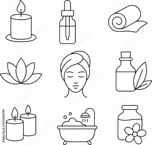 spa and wellness icons set