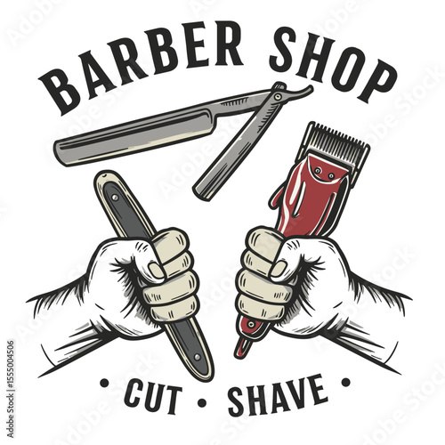 Barbershop Logo Vector Design. Logo for barbershop, cut and shave, Hair Stylist