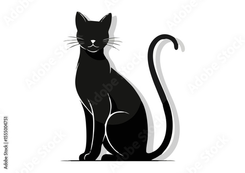 Elegant black cat with sleek silhouette for Halloween and cozy home ambiance