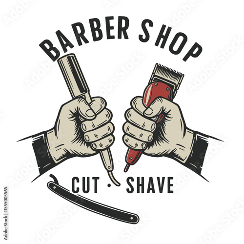 Barbershop Logo Vector Design. Logo for barbershop, cut and shave, Hair Stylist