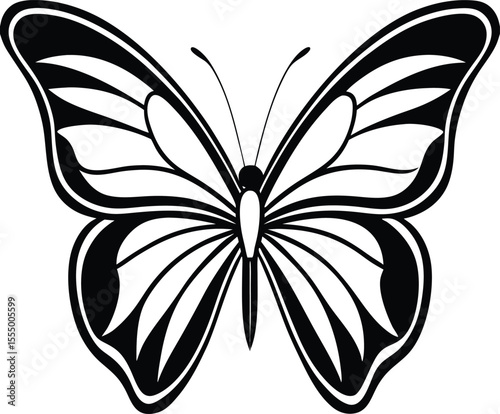 Elegant butterfly silhouette design isolated on white background