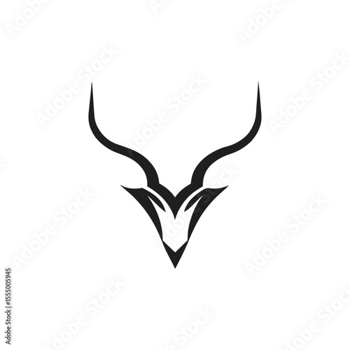 Vector deer head silhouette logo with bold antlers perfect for hunting brand rustic signage forest resort tattoo design or minimalist business card