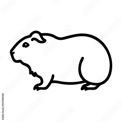 Simple black outline drawing of a guinea pig on a white background
