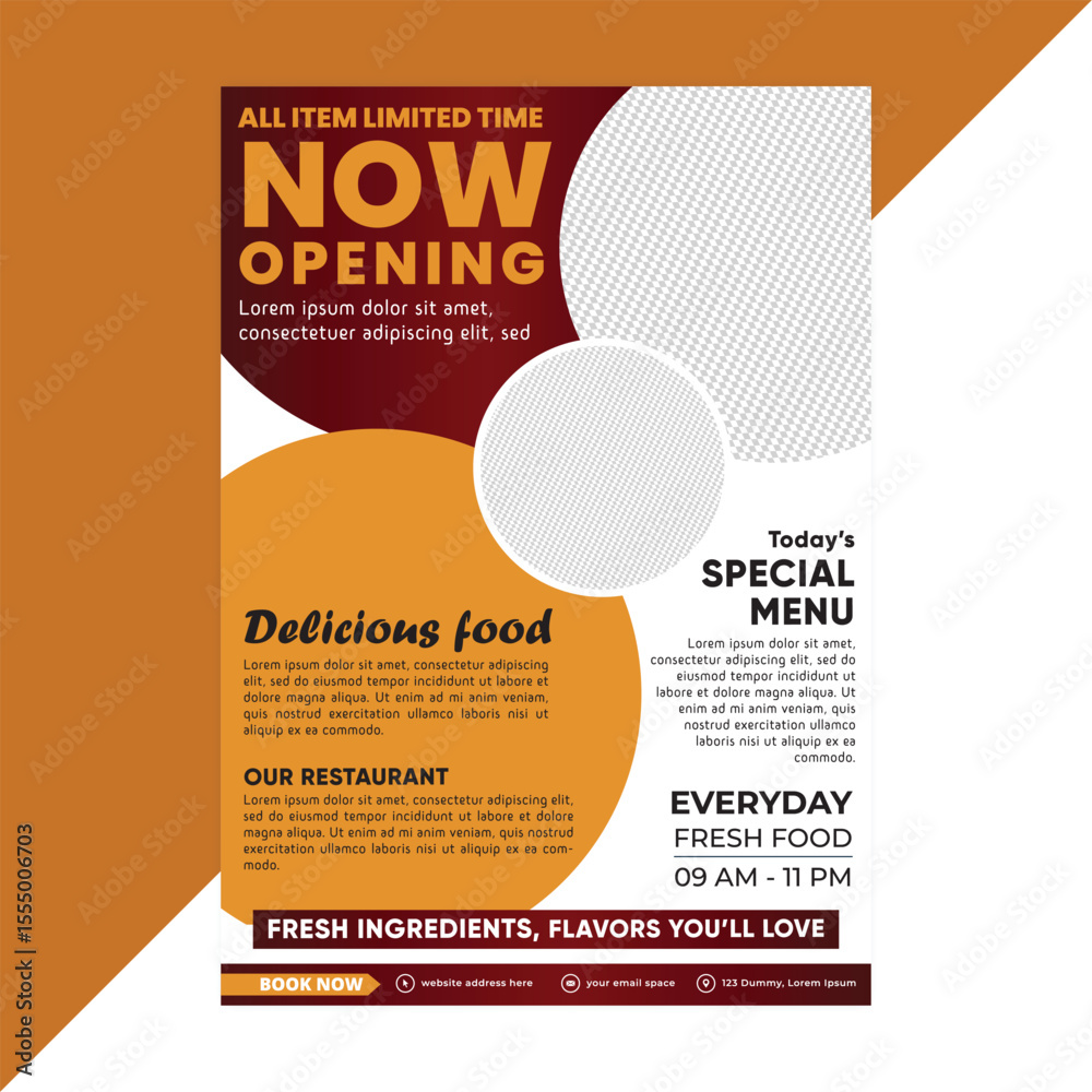 Fototapeta premium Eye-Catching Food Flyer Template for Restaurant & Cafe Promotions.