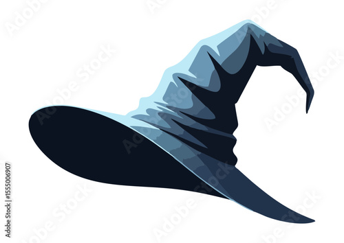 Mystical blue witch hat with pointed tip for Halloween festivities and costumes
