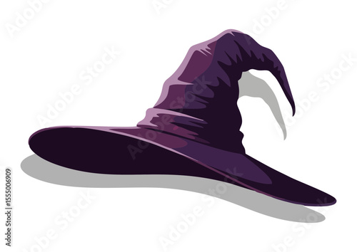 Charming purple witch hat with curved tip for Halloween festivities and costumes
