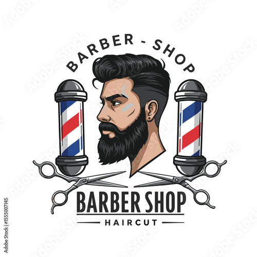 Barbershop Logo Vector Design. Logo for barbershop, cut and shave, Hair Stylist