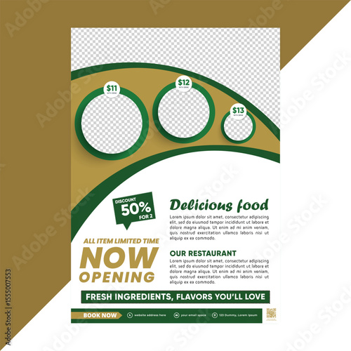 Food flyer template tailored for community food events, local gatherings, or food festivals with editable sections and inviting design perfect for both digital and offline promotion