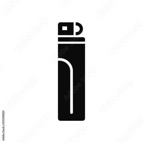 A minimalist black and white Silhouette design of a lighter
