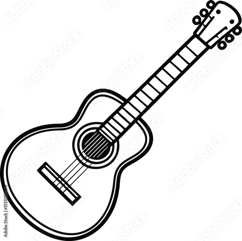 Acoustic guitar illustration isolated on white background