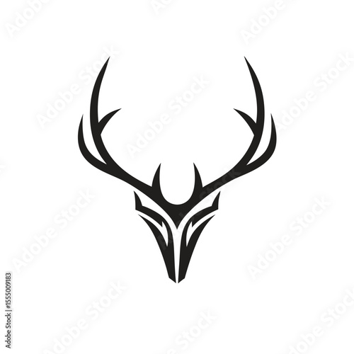 Rustic deer head logo in vector silhouette style perfect for hunting lodge tribal art shop vintage theme tattoo design or outdoor brand