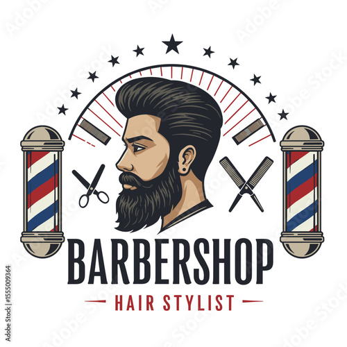 Barbershop Logo Vector Design. Logo for barbershop, cut and shave, Hair Stylist