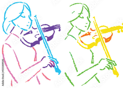 Young woman musician playing classical violin