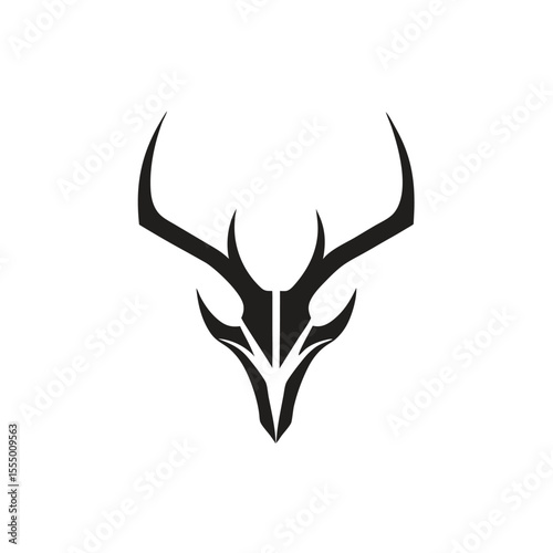 Tribal deer head silhouette logo in vector perfect for hunting club rustic apparel shop outdoor brand or forest wildlife marketing