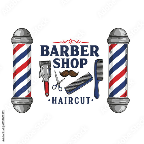 Barbershop Logo Vector Design. Logo for barbershop, cut and shave, Hair Stylist