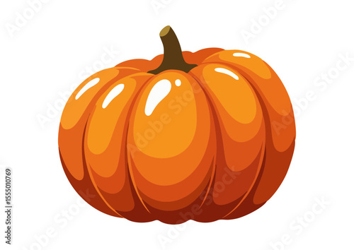 Vibrant orange pumpkin with glossy texture for autumn decoration