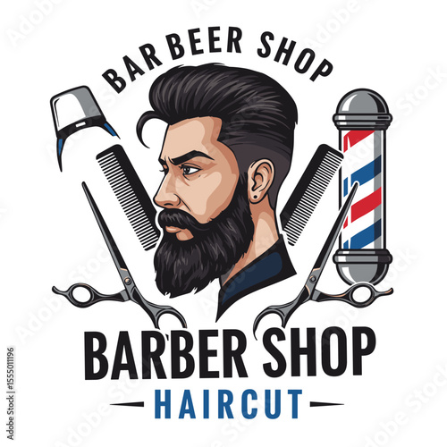 Barbershop Logo Vector Design. Logo for barbershop, cut and shave, Hair Stylist