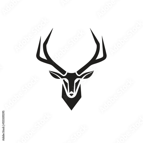 Clean deer head silhouette logo icon vector for wildlife themes, tattoo concept, hunting label, nature branding, forest sign, or rustic adventure illustration

