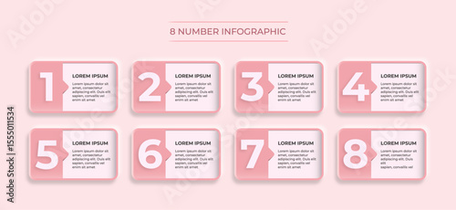 Feminine Pink Bullet Point Numbers Infographic – Vector Template for Business Web Layout & Step-by-Step Design