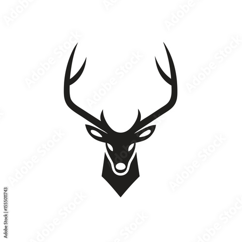 Minimalist deer head vector logo icon for outdoor lifestyle product rustic theme hunting club branding tribal tattoo or masculine badge