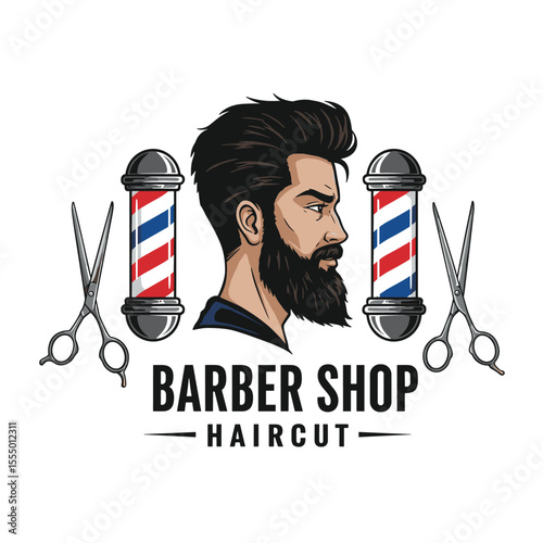 Barbershop Logo Vector Design. Logo for barbershop, cut and shave, Hair Stylist