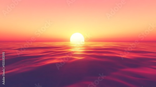 Sunset over the ocean with vibrant colors, creating a serene and beautiful seascape view