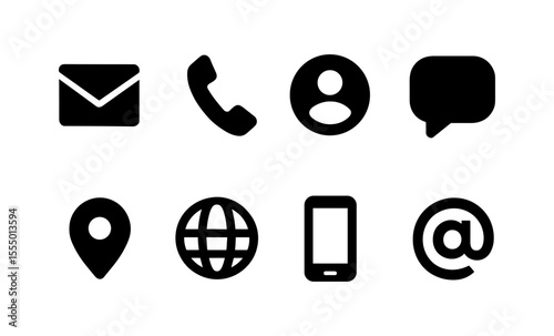 Minimalist communication icons set for digital interfaces and contact design