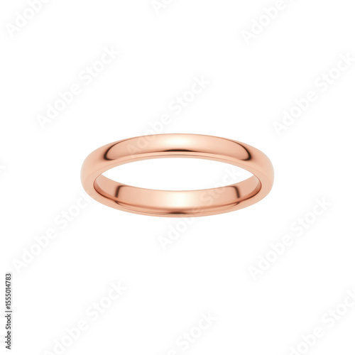 Simple rose gold wedding band resting on a plain background, symbolizing love and commitment