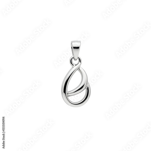Elegant silver pendant with a teardrop design, displayed on a simple black background
