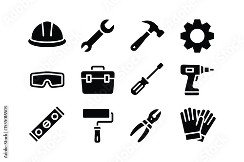 Construction safety and repair tools collection hard hat wrench