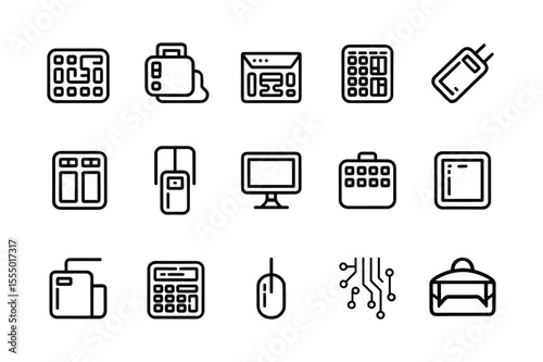 Electronic device icons computer peripherals and circuit board keyboard mouse