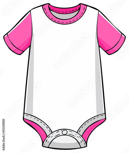 White and pink infant bodysuit with room for text, isolated 